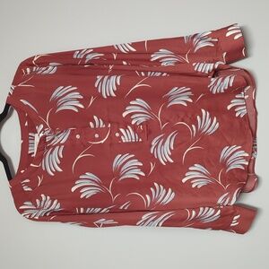 Loft Rust Floral Long Sleeve Blouse